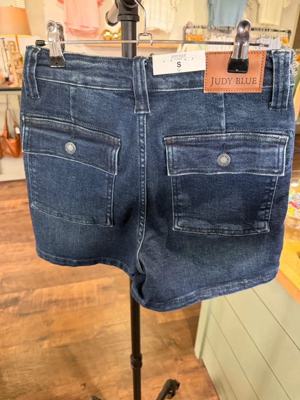 Judy Blue Dark Wash Denim Jean Shorts with Flap pockets - Picture 5 of 5